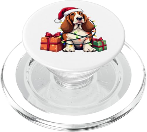 Basset Hound verpackt in Weihnachtsbeleuchtung mit Weihnachtsmannmütze PopSockets PopGrip für MagSafe Basset Hound verpackt in Weihnachtsbeleuchtung mit Weihnachtsmannmütze PopSockets PopGrip für MagSafe von Danea's Gifts for Basset Hound Owners