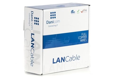 Danicom CAT5E FTP 50m - flexibel - PVC (Fca), POE, Ethernet, LAN, Patchkabel, Datenkabel, RJ45 - für Serverschränke, Switches, Router, Modems! von Danicom