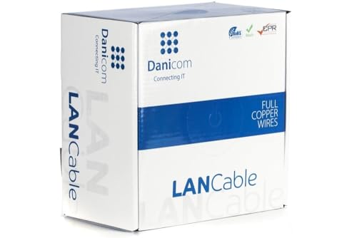 Danicom CAT6A S/FTP 100m Starrleiter - LSZH (Eca), POE, Ethernet, LAN, Patchkabel, Datenkabel, RJ45 - für Serverschränke, Switches, Router, Modems! von Danicom