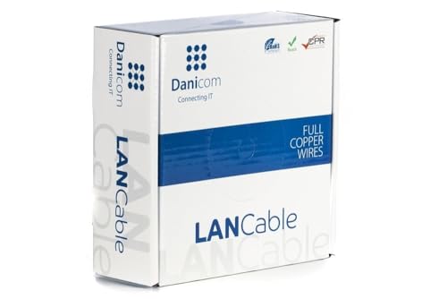 Danicom CAT6A S/FTP 50m - LSZH (Fca), POE, Ethernet, LAN, Patchkabel, Datenkabel, RJ45 - für Serverschränke, Switches, Router, Modems! von Danicom