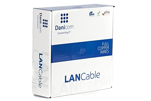 Danicom CAT6A S/FTP 50m Starrleiter - LSZH (Eca) Netzwerkkabel POE, 100% Kupfer, Ethernet, LAN, Patch Kabel, Datenkabel, RJ45, Blau, LSZH - für Netzwerke, Switches, Router, Modems! von Danicom