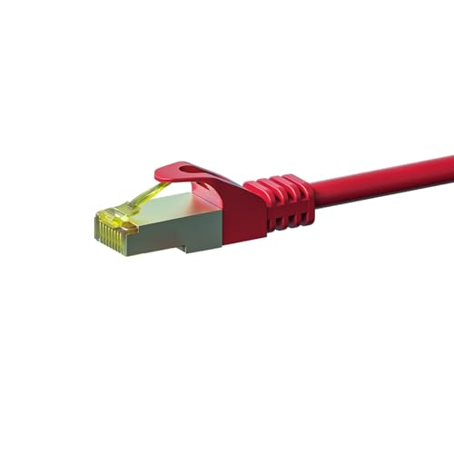 RJ45 Netzwerkkabel S/FTP (PiMF) - mit CAT 7 Rohkabel - Rot - 3m, POE, Ethernet, LAN, Patchkabel, Datenkabel, RJ45 - für Serverschränke, Switches, Router, Modems! von Danicom