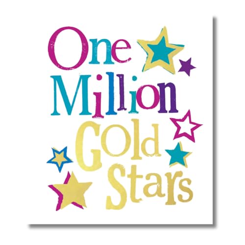 Danilo Promotions LTD Brightside Glückwunschkarte, One Million Gold Stars Karte Well Done, 180 x 160 mm, mehrfarbig von Danilo Promotions LTD