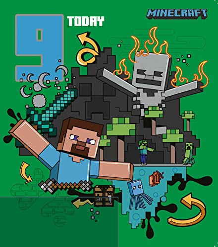 Danilo Promotions LTD Minecraft Geburtstagskarte zum 9. Geburtstag, Kindergeburtstagskarte zum 9. Geburtstag, Minecraft-Karte für Kinder, offiziell lizenzierte Geburtstagskarte von Danilo Promotions LTD