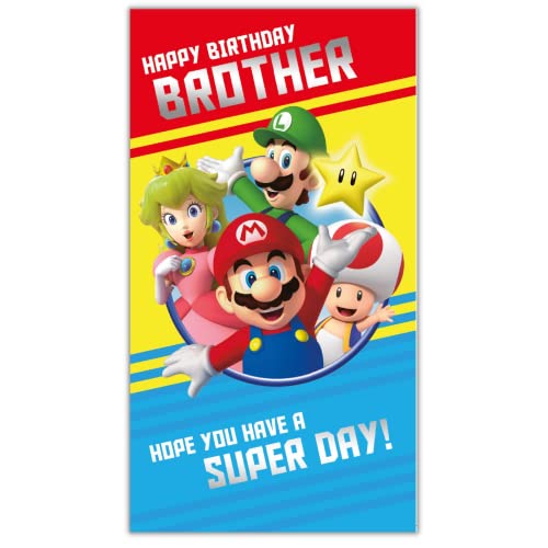 Danilo Promotions LTD Super Mario Offizielle Geburtstagskarte für Bruder, Geburtstagskarte für Bruder, 22,9 x 12,7 cm von Danilo Promotions LTD