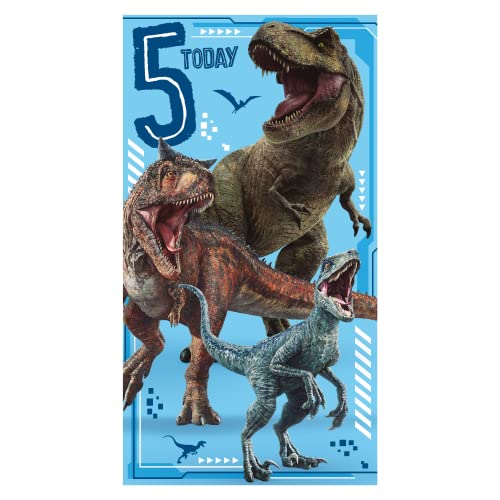 Danilo Promotions Limited Offizielle Jurassic World The Movie Geburtstagskarte zum 5. Geburtstag, für Ihn, recycelbare Geburtstagskarte, offiziell lizenzierte Geburtstagskarte von Danilo Promotions Limited