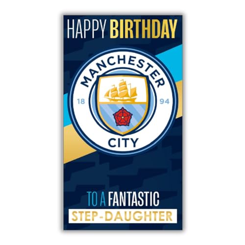 Danilo Promotions Ltd Geburtstagskarte Manchester City Football Club mit Aufklebern zum Personalisieren mit Ihrer Beschriftung Mama Papa Enkel Freund Offene Geburtstagskarte Blau von Danilo Promotions Ltd