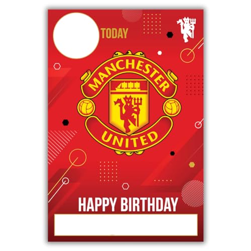 Danilo Promotions Ltd Geburtstagskarte Manchester United Football Club mit Aufklebern zum Personalisieren Ihres Alters und Namens, Rot von Danilo Promotions Ltd