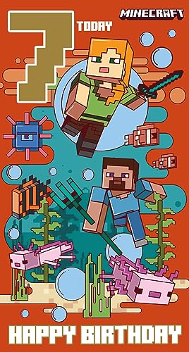 Minecraft Geburtstagskarte zum 7. Geburtstag, Karte zum siebten Geburtstag, Climate Pledge Friendly Card, recycelbare Geburtstagskarte, offiziell lizenzierte Geburtstagskarte, 210 x 290 mm von Danilo Promotions LTD