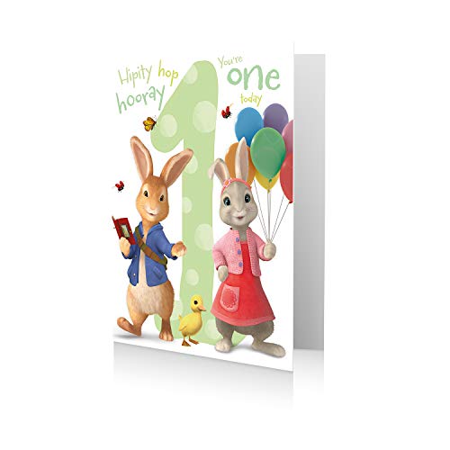 Peter Rabbit Offizielle Geburtstagskarte für den 1. Geburtstag, Aufschrift "You're One Today" von Danilo Promotions Ltd
