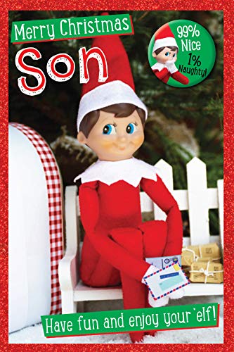Offizielle Weihnachtskarte mit Elf auf dem Regal für den Sohn von Danilo Promotions