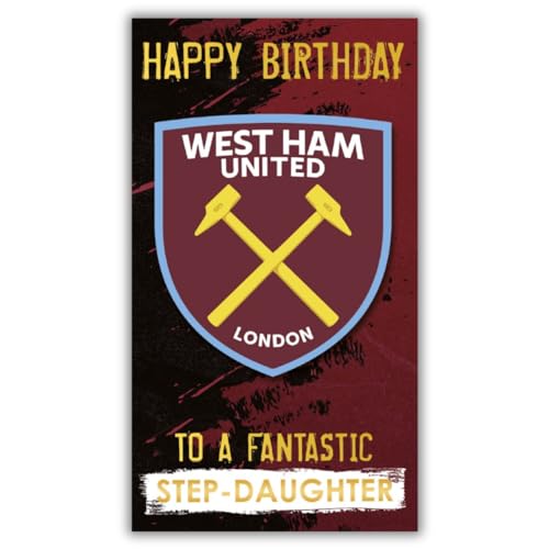 West Ham Football Club Geburtstagskarte mit Aufklebern zum Personalisieren mit Beschriftung für Mutter, Vater, Enkel, Freund, offene Geburtstagskarte, Burgunderrot von Danilo