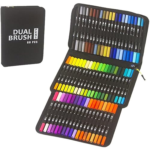 Aquarell Pinsel Pen Dual TIPP Pinsel Stifte Kunstmarkierungen Farbige Fineliner Zeichnung Für Kalligraphiemalerei 60 Farben Set Kunstversorgungen von Danlai