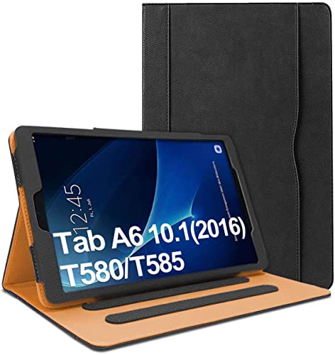 Danycase Hülle für Samsung Galaxy Tab A 10.1 SM-T580/T585, PU-Leder Folio-Schutzhülle für Galaxy Tab A 10.1 Zoll 2016 Vesion, mit Dokumentenkartenfach, Mehrere Betrachtungswinkel (schwarz) von Danycase