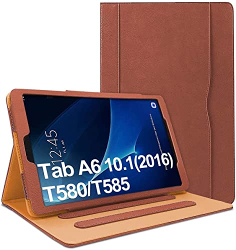 Danycase Schutzhülle für Samsung Galaxy Tab A 10.1 SM-T580/T585, PU-Leder, mit Dokumentenkartenfach, mehrere Betrachtungswinkel (braun) von Danycase