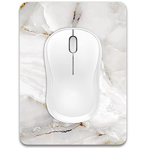 Dapesuom kleines Mauspad, 15,2 x 20,3 cm, mit Rutschfester Gummiunterseite, wasserdichtes Mini-Mauspad für Damen, Herren, kabellose Maus Laptops, Reisen, Zuhause, Weisser Marmor von Dapesuom