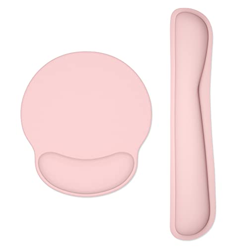 Dapesuom Tastatur-Handgelenkauflage und Mauspad mit Handgelenkstütze, Memory-Schaum-Handgelenkauflagen für Tastatur und Maus, ergonomisches Handgelenkpolster mit rutschfester Unterseite, Hellrosa von Dapesuom