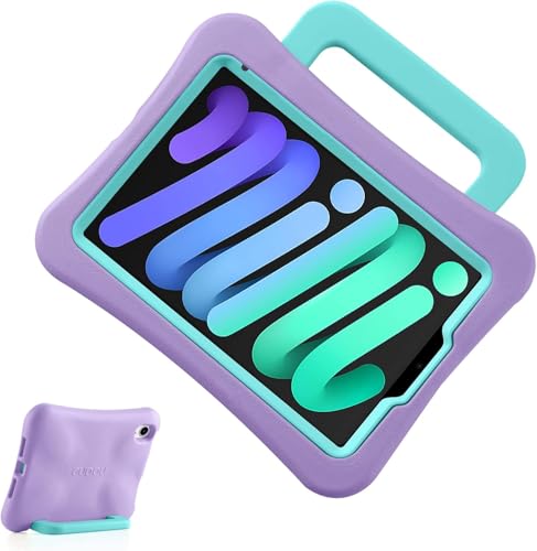 DarSeity Kinder-Schutzhülle für iPad mini 7 (2024) & iPad mini 6 (2021) - Stoßfest, multifunktionaler Griff/Ständer, ungiftiges Eva kinderfreundliche Hülle für iPad mini 8.3inch (Purple) von DarSeity