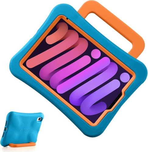 DarSeity Kinder Tasche für iPad mini 7 2024 /iPad mini 6 2021, leichtes Gewicht stoßfest/fallgeschützt mit Griff/Kickstand, kinderfreundliche Hülle für iPad mini 7/6th Gen 8.3inch (Blue) von DarSeity