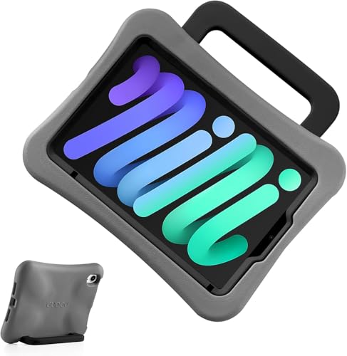DarSeity Kinder Tasche für iPad mini 7 2024 / Mini 6 2021, leichtes Gewicht stoßfest/fallgeschützt mit Griff/Kickstand, kinderfreundliche Hülle für iPad 8.3inch (Gray) von DarSeity