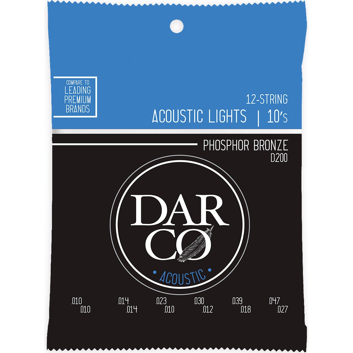 Darco Acoustic D200 12-String Lights 92/8 Phosphor Bronze 10-47 12-String Acoustic Guitar Strings Darco Acoustic D200 12-String Lights 92/8 Phosphor Bronze 10-47 12-String Acoustic Guitar Strings von Darco