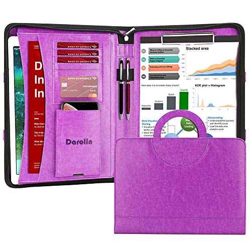 Darolin Leder-Padfolio-Portfolio mit Reißverschluss, versteckter Griff und Klemmbrett, für Geschäftskonferenzen, Organizer, Notizblock-Ordner, Portfolio-Tasche, Portfolio-Padfolio für Damen/Herren, Darolin Leder-Padfolio-Portfolio mit Reißverschluss, versteckter Griff und Klemmbrett, für Geschäftskonferenzen, Organizer, Notizblock-Ordner, Portfolio-Tasche, Portfolio-Padfolio für Damen/Herren, von Darolin