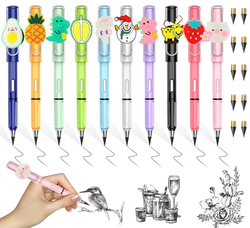 Darryy Unendlicher Bleistift, 10 Stück Ewiger Bleistift mit Radiergummi, Bleistift Ohne Anspitzen HB, Tintenlose Bleistifte Ewig Bleistift, mit 10 Ersatzminen, zum Schreiben und Zeichnen Darryy Unendlicher Bleistift, 10 Stück Ewiger Bleistift mit Radiergummi, Bleistift Ohne Anspitzen HB, Tintenlose Bleistifte Ewig Bleistift, mit 10 Ersatzminen, zum Schreiben und Zeichnen von Darryy