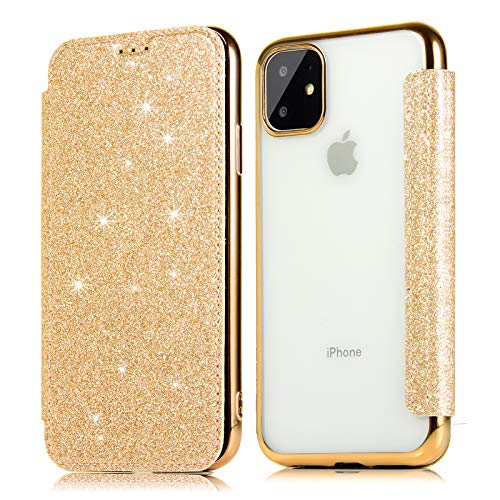 DasKAn Glitzer Klapphülle Hülle für iPhone 11 6,1' Glänzend PU Leder und Durchsichtig Weich Silikon Brieftasche Handy Tasche mit Kartenfach Standfunktion Stoßfest Ganzkörper Schutzhülle,Gold DasKAn Glitzer Klapphülle Hülle für iPhone 11 6,1' Glänzend PU Leder und Durchsichtig Weich Silikon Brieftasche Handy Tasche mit Kartenfach Standfunktion Stoßfest Ganzkörper Schutzhülle,Gold von DasKAn