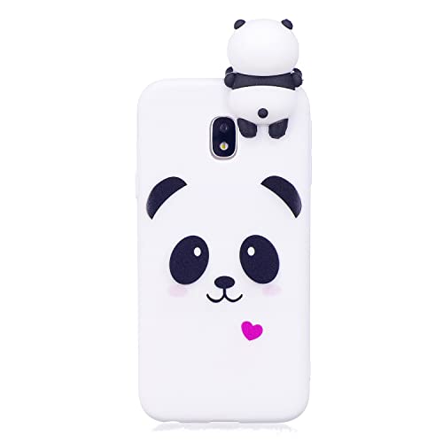 DasKAn Karikatur 3D Panda Silikon Hülle für Samsung Galaxy J3 2017,Rosa Herz Tiere Muster Einfarbig Matt Ultra Dünn Weich Gummi Rückseite Handytasche Stoßfest Flexibel Gel TPU Schutzhülle,Weiß#1 von DasKAn