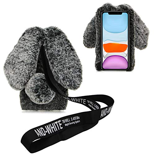 DasKAn Kompatibel für Samsung Galaxy S20 Plüsch Hülle mit Handykette, 3D Hasenohren Design Handmade Glänzend Diamant Winter Warm Weich Kaninchen Flauschig Fell Schutzhülle, Dunkelgrau DasKAn Kompatibel für Samsung Galaxy S20 Plüsch Hülle mit Handykette, 3D Hasenohren Design Handmade Glänzend Diamant Winter Warm Weich Kaninchen Flauschig Fell Schutzhülle, Dunkelgrau von DasKAn