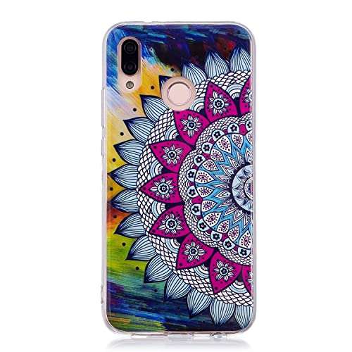 DasKAn Lumineux Schutzhülle für Huawei P20 Lite, fluoreszierend, leuchtet im Dunkeln, Bunte Motive, ultradünn, weich, stoßfest, Gummi, TPU, Schutzhülle für Telefon, Rückseite, Blumen-Mandala von DasKAn