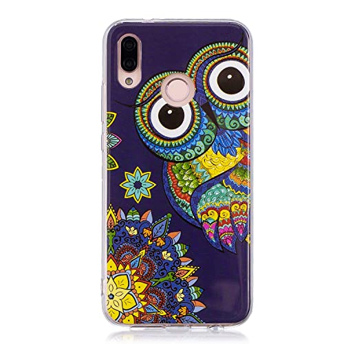 DasKAn Lumineux Schutzhülle aus Silikon für Huawei P20 Lite, fluoreszierend, leuchtet im Dunkeln, Bunte Motive, ultradünn, weich, stoßfest, Gummi, TPU, Schutzhülle für Telefon hinten, Eule, von DasKAn