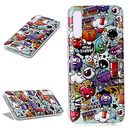 DasKAn Leuchtend Silikon Hülle für Samsung Galaxy A70,Fluoreszierend Licht im Dunkeln Lustiges Graffiti Bunt Muster Ultra Dünn Weich Gummi Rückseite Handy Tasche Stoßfest Gel TPU Schutzhülle,#2 von DasKAn
