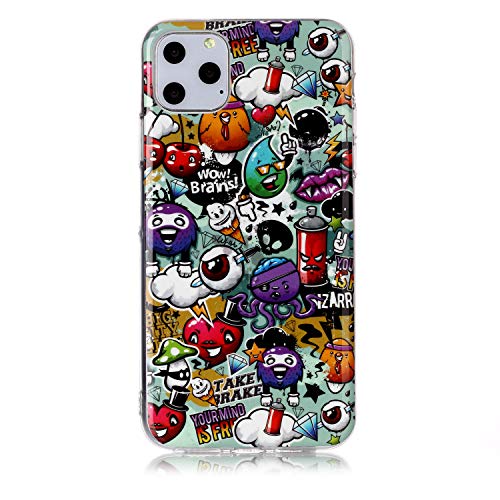 DasKAn Leuchtend Silikon Hülle für iPhone 11 Pro Max 6,5'',Fluoreszierend Licht im Dunkeln Lustiges Graffiti Bunt Muster Ultra Dünn Weich Gummi Rückseite Handy Tasche Stoßfest Gel TPU Schutzhülle,#2 von DasKAn