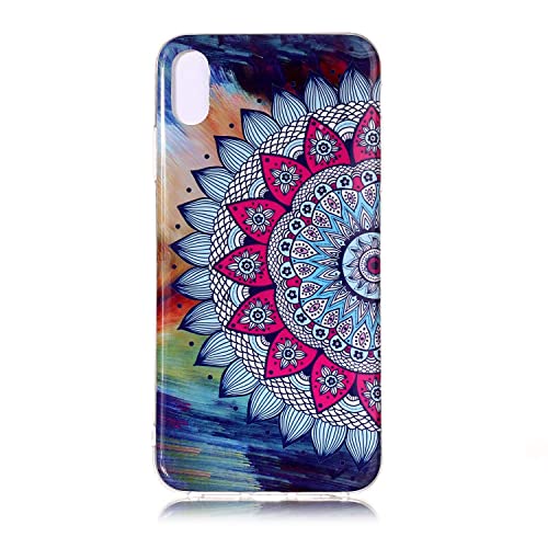 DasKAn Leuchtend Silikon Hülle für iPhone X/XS (5,8''),Fluoreszierend Licht im Dunkeln Mandala Blumen Bunt Muster Ultra Dünn Weich Gummi Rückseite Handytasche Stoßfest Flexibel TPU Schutzhülle,#6 von DasKAn