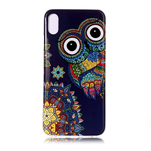 DasKAn Lumineux Schutzhülle für iPhone XS Max (6,5 Zoll), fluoreszierend, leuchtet im Dunkeln, bunte Motive, ultradünn, weich, stoßfest, Gummi, TPU, Schutzhülle für Telefon hinten, Eule, Aztekenmuster von DasKAn