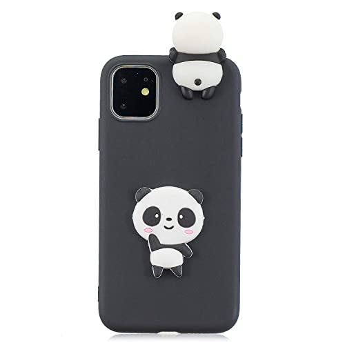 DasKAn Panda 3D Karikatur Silikon Hülle für iPhone 11 Pro Max (6,5' Lustig Süße Tiere Muster Ultra Dünn Schlank Matt Weich Gummi Rückseite Handyhülle Stoßfest Kratzfest Flexibel Schutzhülle,Schwarz#2 von DasKAn