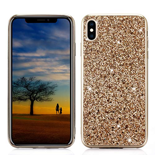 DasKAn Strass Glitzer Silikon Hülle für iPhone X/XS, Glänzend Überzug Metallrahmen Gummi Rückseite Handyhülle Ultra Dünn Weich Stoßstange Kratzfest Stoßfest Flexibel TPU Schutzhülle,Gold DasKAn Strass Glitzer Silikon Hülle für iPhone X/XS, Glänzend Überzug Metallrahmen Gummi Rückseite Handyhülle Ultra Dünn Weich Stoßstange Kratzfest Stoßfest Flexibel TPU Schutzhülle,Gold von DasKAn