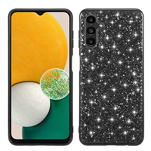 DasKAn für Samsung Galaxy S23 FE 5G Glitzer Strass Silikon Hülle, Glänzend Überzug Stoßstange Ultra Dünn Weich Gummi Rückseite Handyhülle rutschfest Kratzfest Stoßfest TPU Schutzhülle, Schwarz von DasKAn