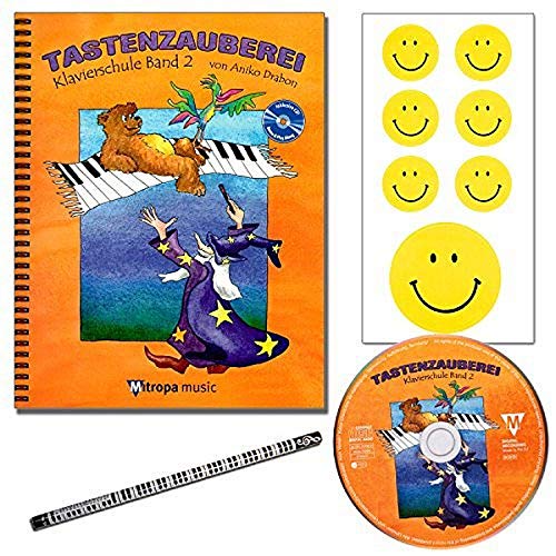 Mitropa musik TASTENZAUBEREI - mit CD + Piano-Bleistift + 7 lustige Smiley-Sticker - Klavierschule Band 2 von Aniko Drabon - der zauberhafter Einstieg ins Klavierspiel! [Spiralbuchbindung/Musiknoten] von DasMall