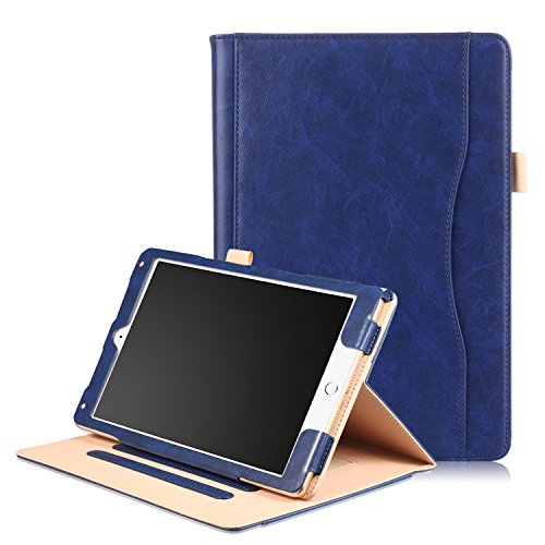 Dasaja iPad 10.2 (2019/2020/2021) /Air 3 10.5 (2019) /Pro 10.5 (2017) Blaue Ledertasche inkl. 3-Fach Standfuß von Dasaja