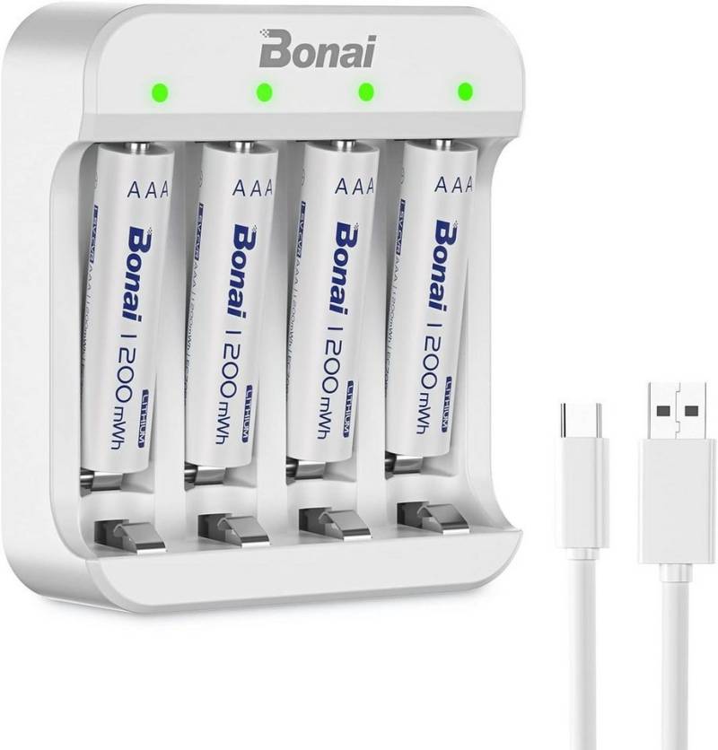 Daskoo 1.5V AAA Batterien 1200mWh Wiederaufladbare Lithium Akku Ladegerät Akku-Ladestation von Daskoo