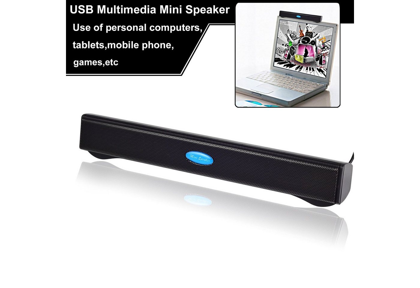 Daskoo Multimedia USB Mini Speaker Boxen Lautsprecher Stereo Für PC Laptop Soundbar von Daskoo