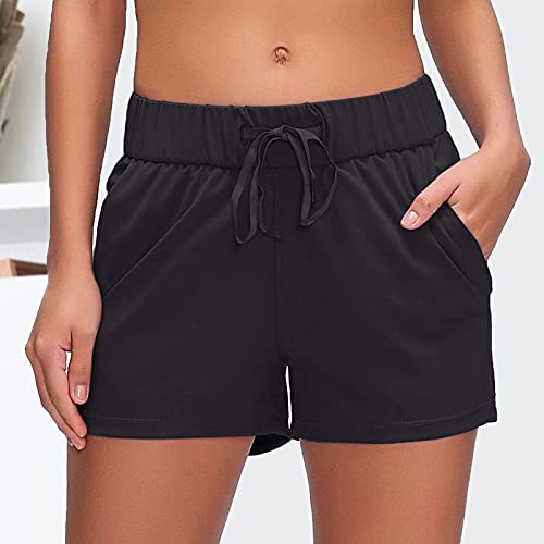 Dasongff Shorts Damen Sportshorts Sommer Kurze Hosen Sporthose Stretch Swesthose Leichte Sommerhose Jogginghose für Freizeit Fitness Sport Yoga Shorts mit Taschen und Kordelzug von Dasongff