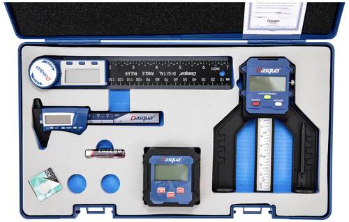 Dasqua 8300-0095 Digitales Messset 4teilig - Nivellierkasten, Tiefenmesser, Glasfaser-Messschieber u von Dasqua