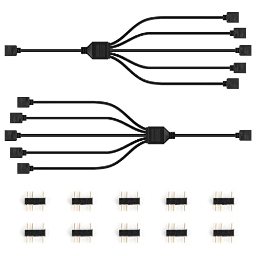 Dasyusuo 2Pcs Lüfter Splitter Adapter RGB-Splitterkabel 5V 3-polig,1 auf 5,Kabel Kühlerlüfter RGB Kabel Verlängerung Kühlerlüfters RGB Lüfter Kabel Splitter mit Steckern für Computergehäuse CPU von Dasyusuo