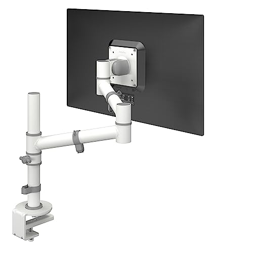 Dataflex Viewgo Monitorarm - Schreibtisch 120 Weiß, platzsparender und ergonomischer Monitorarm, mit Klemme und statischer Höhenverstellung, Stahl, VESA-kompatibel, max. 8kg, geeignet für Monitore bis zu 900mm Höhe von Dataflex