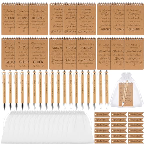 18 Set Geschenk für Kollegen Mitarbeiter Motivierendes Spirale Notizblöcke lnspirierende Notizbücher Notizheft mit Holz Kugelschreiber Druckschreiber Kleines Abschiedgeschenk Team Geschenk von DatingShiny