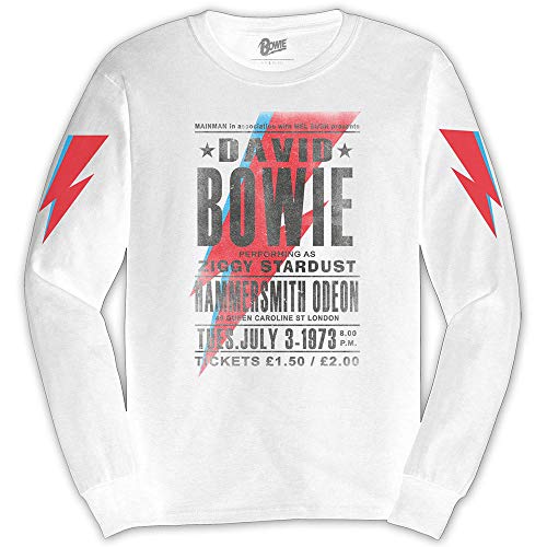 T-Shirt Maniche Lunghe # Xl Unisex White # Hammersmith Odeon von David Bowie