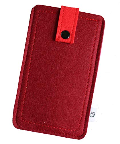 Davii Handy Filztasche für Apple iPhone 13/13 Pro, Schutztasche Robust, Handytasche mit Band Knopf, Rundumschutz, Etui weich Dealbude24 - L Rot von Davii